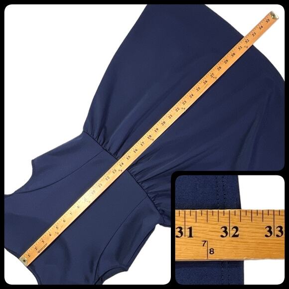 Trendyland Cap Sleeve Scoop Neck Pull On Midi Dress Size Large Navy Blue - Picture 11 of 12